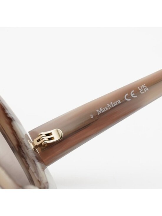 Max Mara RENEE MM0074 20E Sunglasses Striped Grey Round Frame, Brown Lenses main image 8